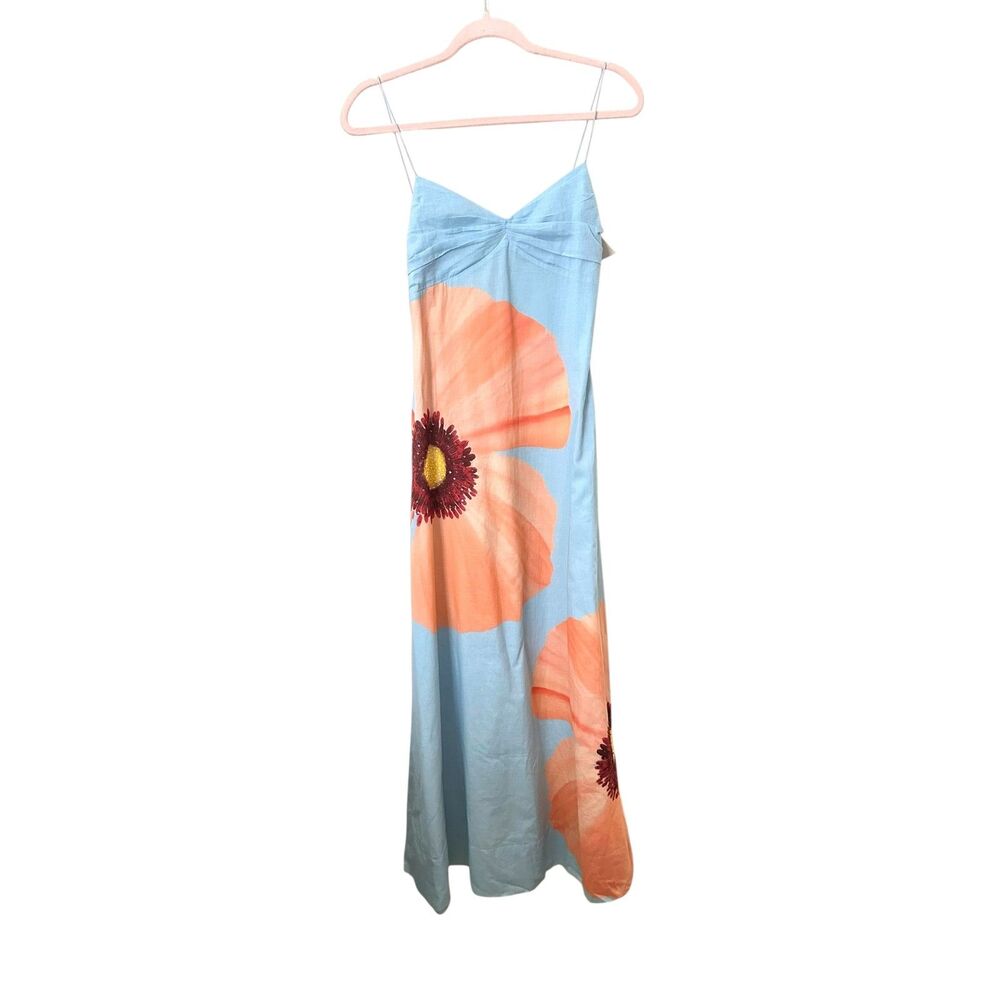 SUMMER AWAY Alfama Maxi Dress Poppy Azure Small NEW NWT - Picture 2 of 7